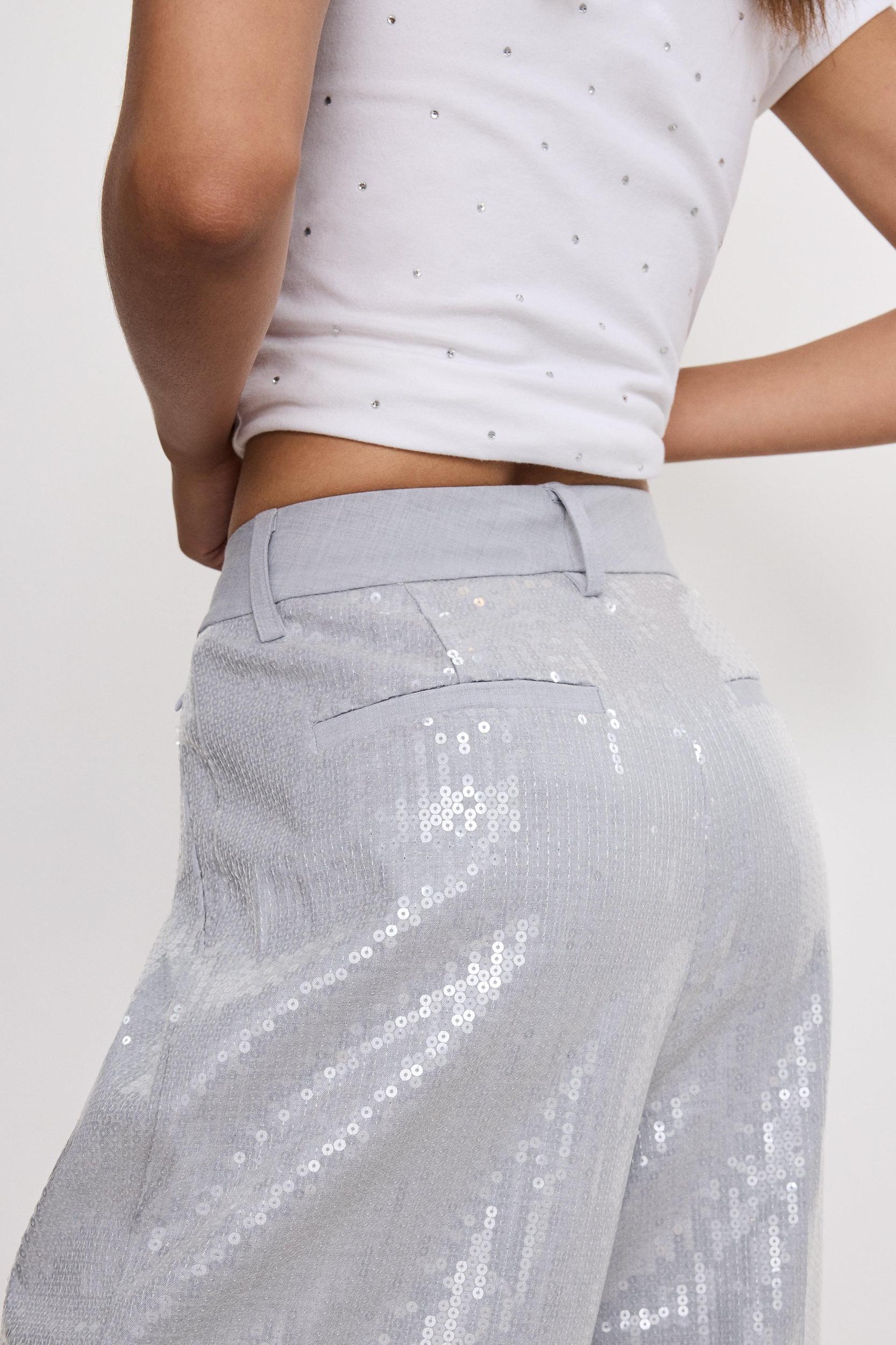 GOOD '90s SEQUIN TROUSERS | HEATHER GREY001 Product Image