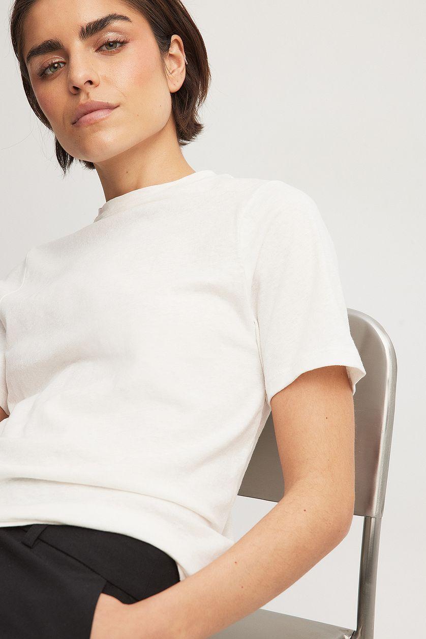 Linen Blend Round Neck T-shirt Product Image
