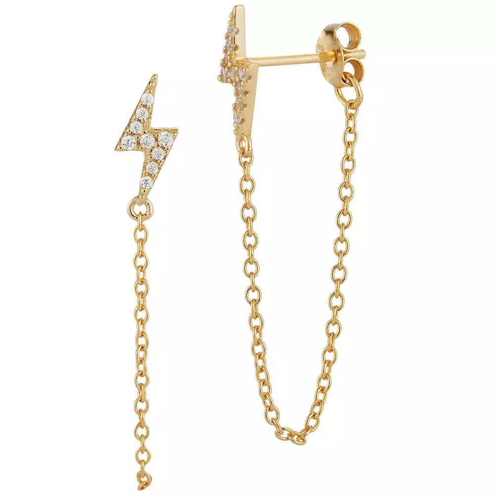 Sunkissed Sterling 14k Gold Over Silver Cubic Zirconia Lightning Drop Earrings, Women's, Gold Tone Product Image