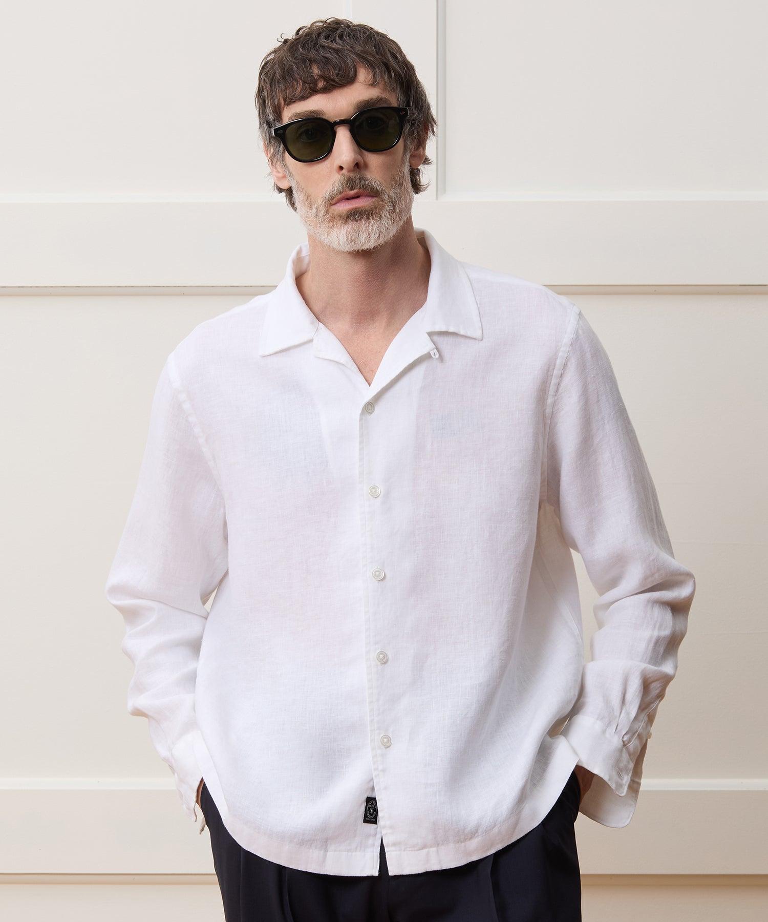 Cropped Sea Soft Irish Linen Camp Collar Shirt Product Image