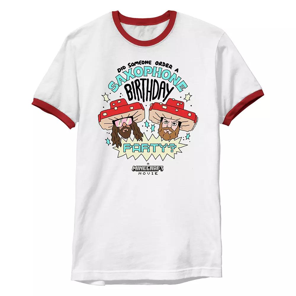 Men's Minecraft Saxophone Birthday Party Ringer Graphic Tee,  Product Image