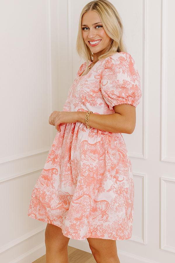 Cheerful Charm Jacquard Mini Dress in Coral Product Image