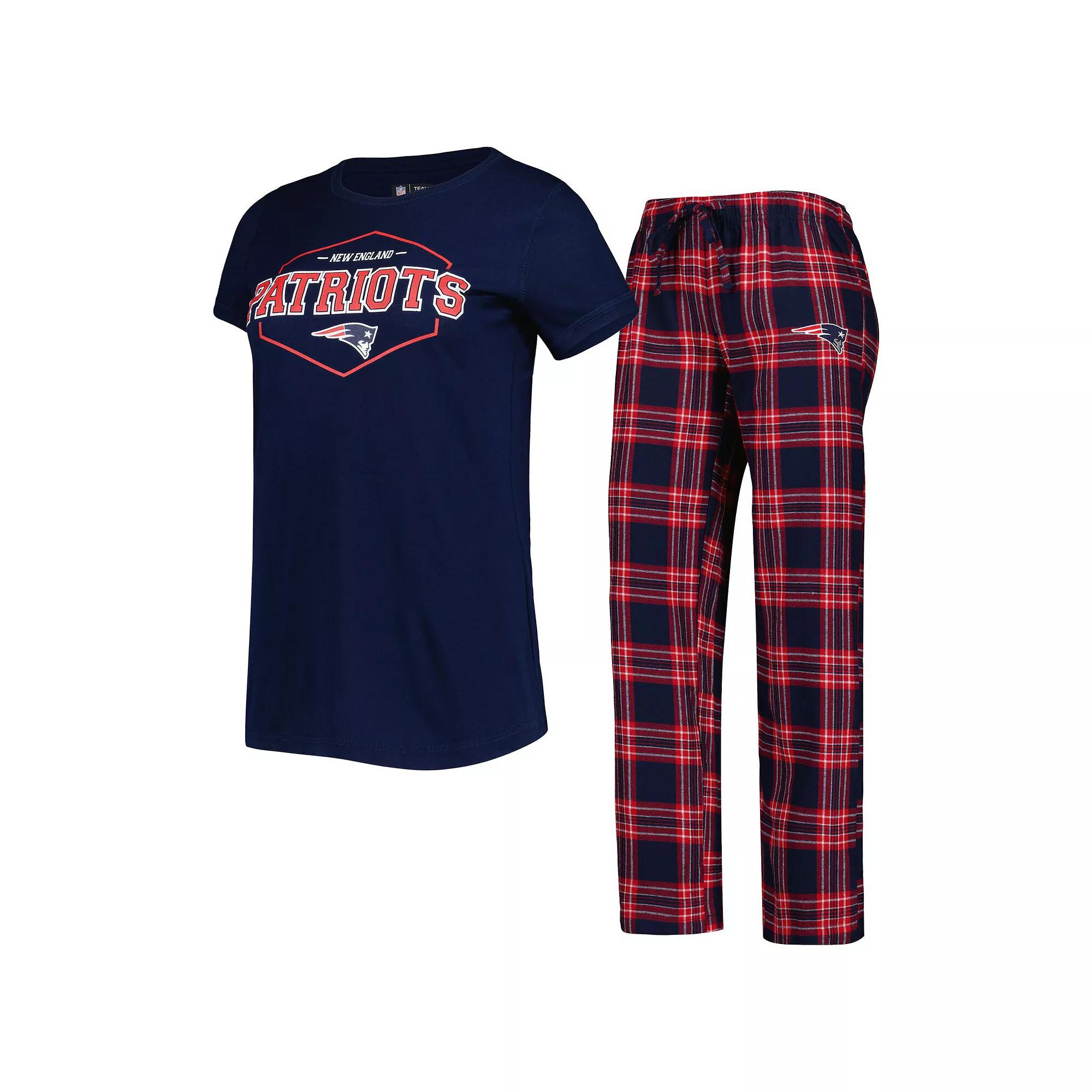 Women's Concepts Sport Navy/Red New England Patriots Plus Size Badge T-Shirt & Pants Sleep Set, Size: 1XL, Blue Product Image