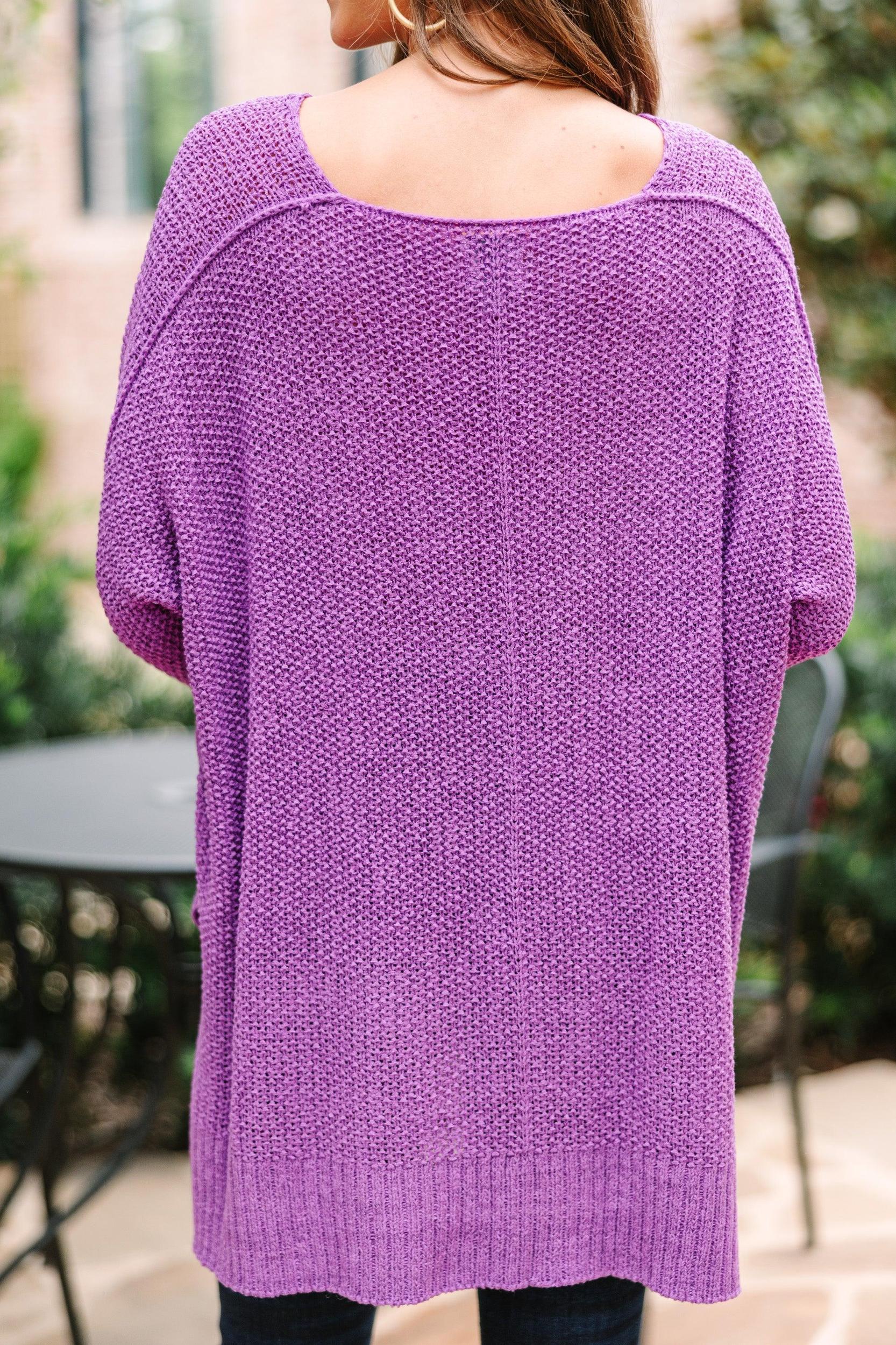 Don't Waste A Moment Purple Oversized Sweater Female Product Image