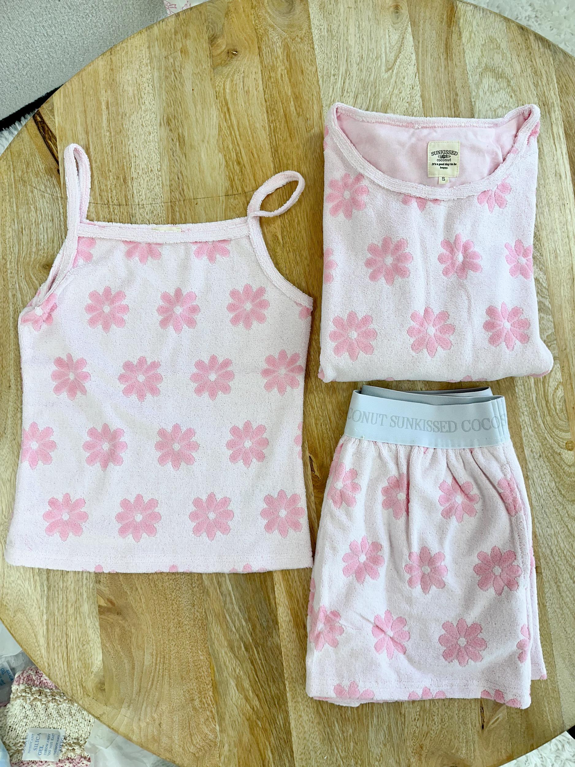 Pink Flower Pajama Shorts Product Image