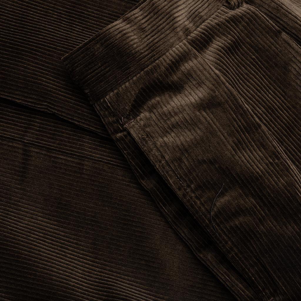 Double Pleated Corduroy Trousers - Brown Male Product Image