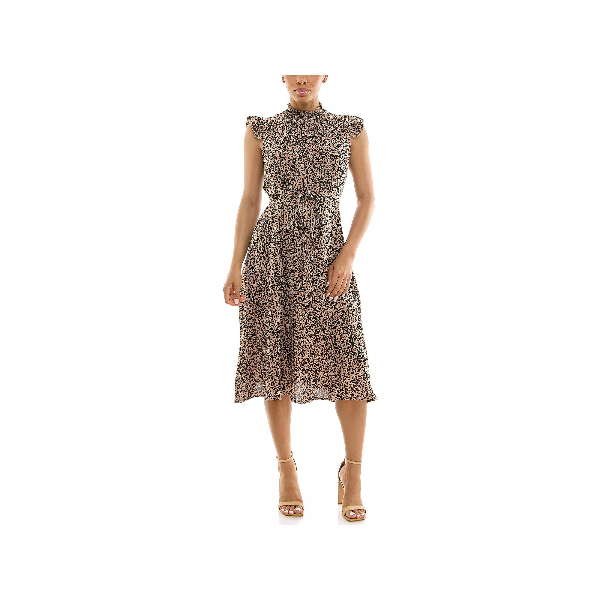 Women's Nina Leonard Smocked Printed Dress,  Product Image