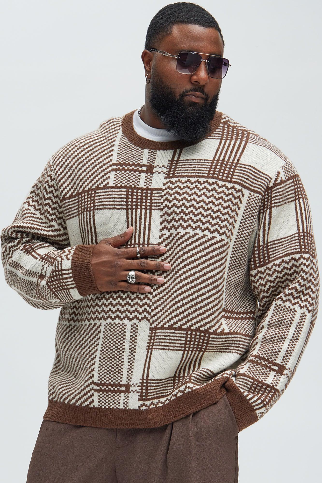 Mixed Lines Cozy Crewneck Sweater - Cream/combo Product Image