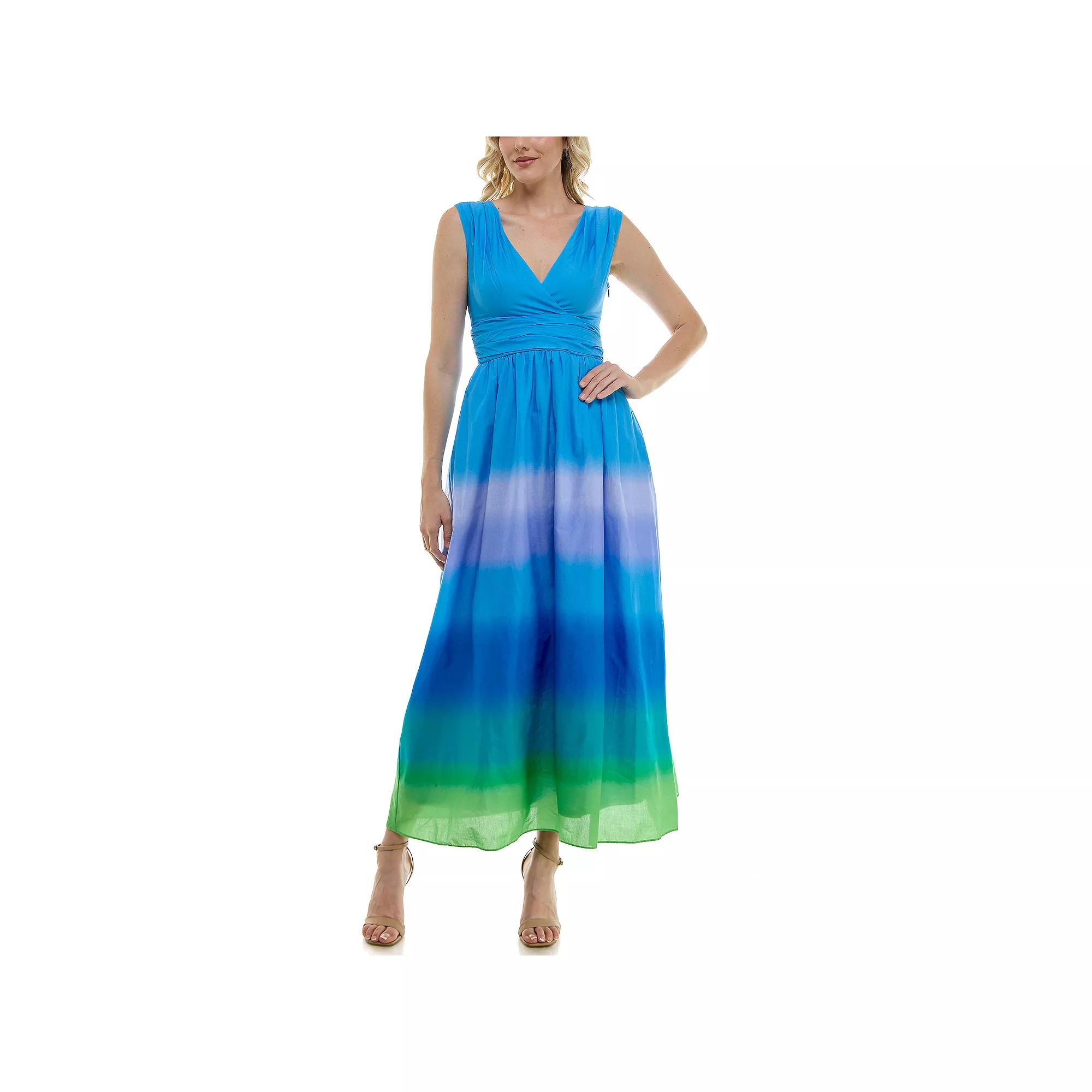 Women's Taylor V-Neck Ombre Maxi Dress, Size: 2, Blue Product Image