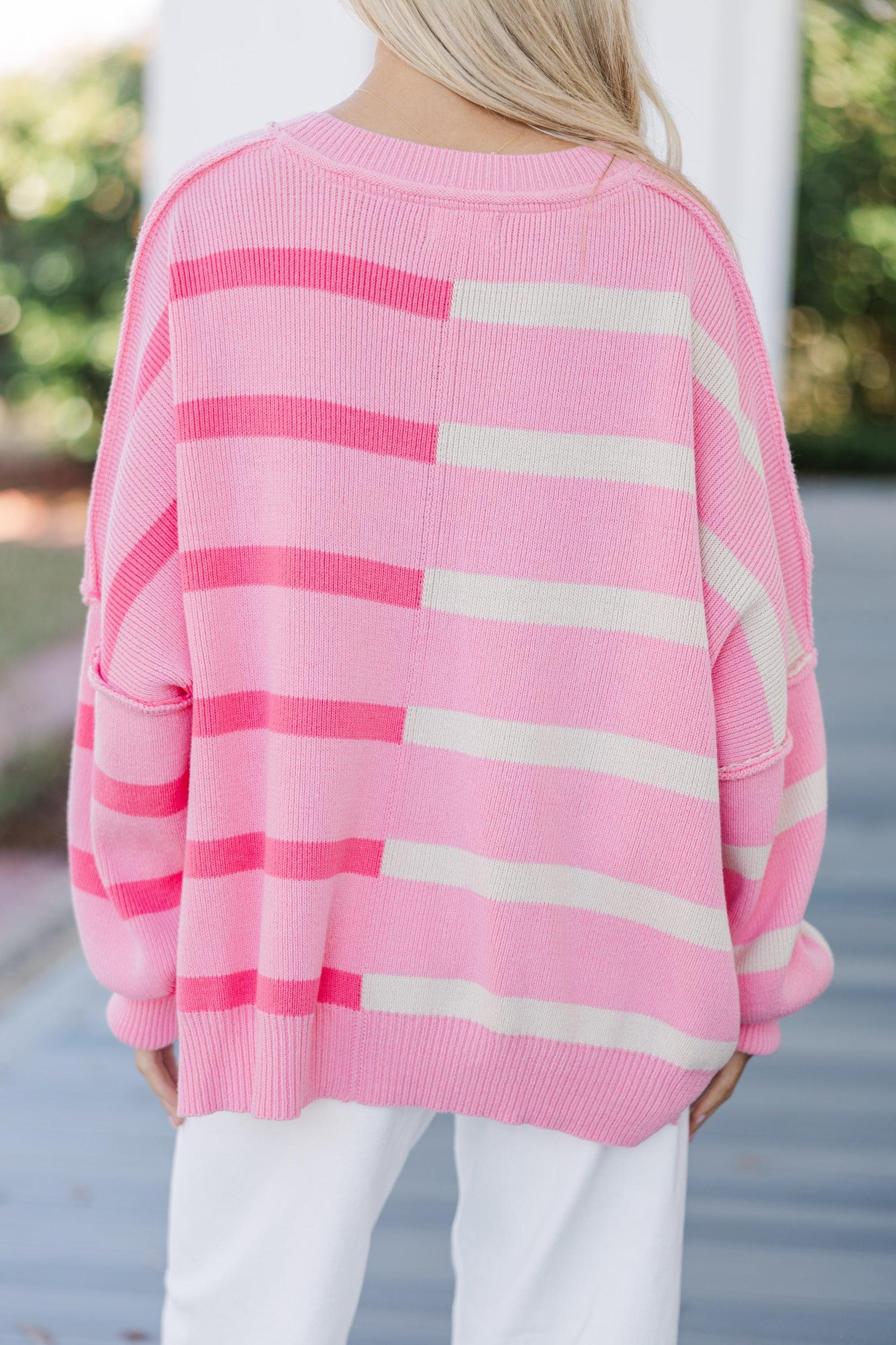 Give You Joy Pink Striped Sweater Female Product Image