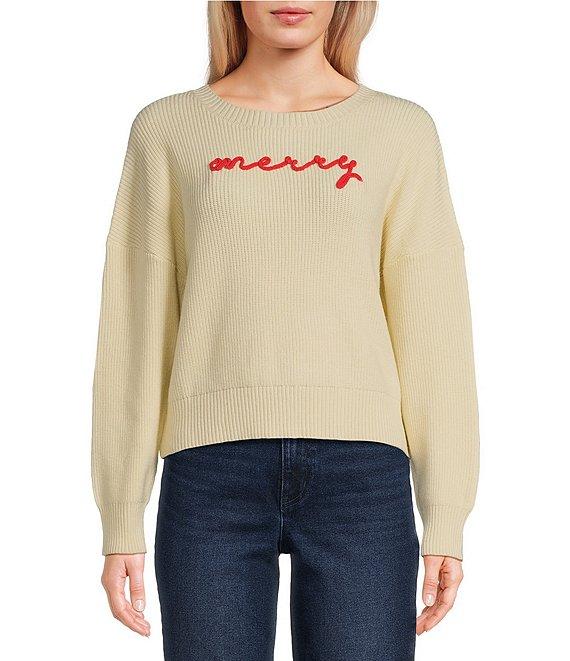 Originality Long Sleeve Merry Drop Shoulder Long Cuff Christmas Sweater Product Image