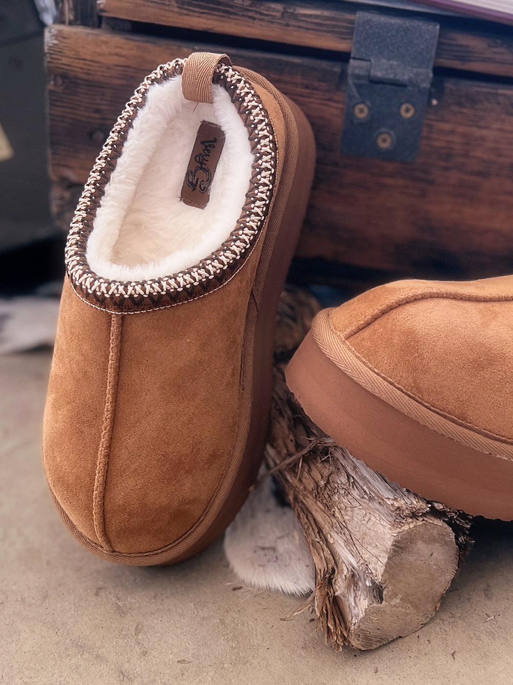 Charlie Tan Platform Fuzzy Slippers* Product Image