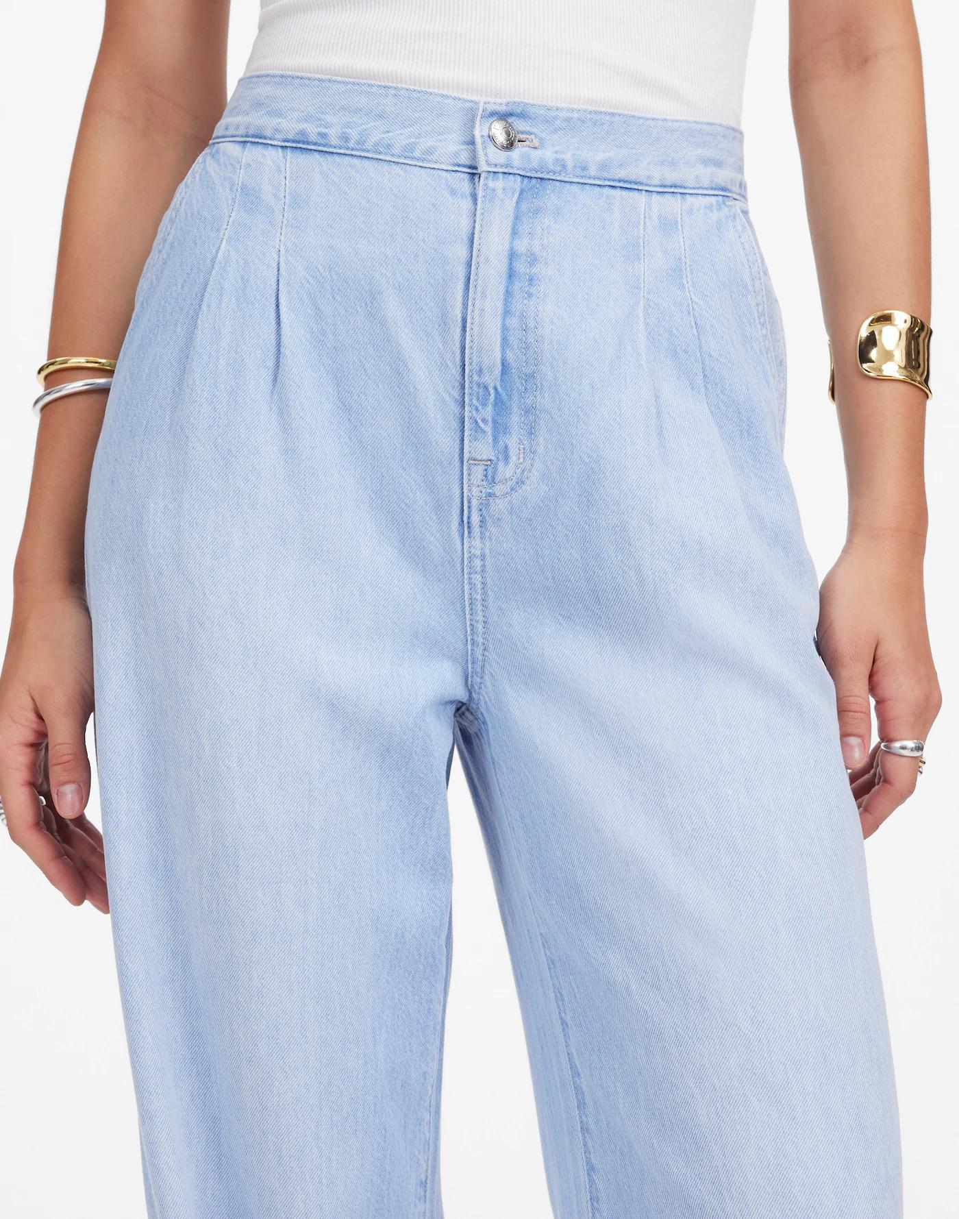 The Petite Harlow Wide-Leg Denim Trouser in Noll Wash: Airy Denim Edition Product Image