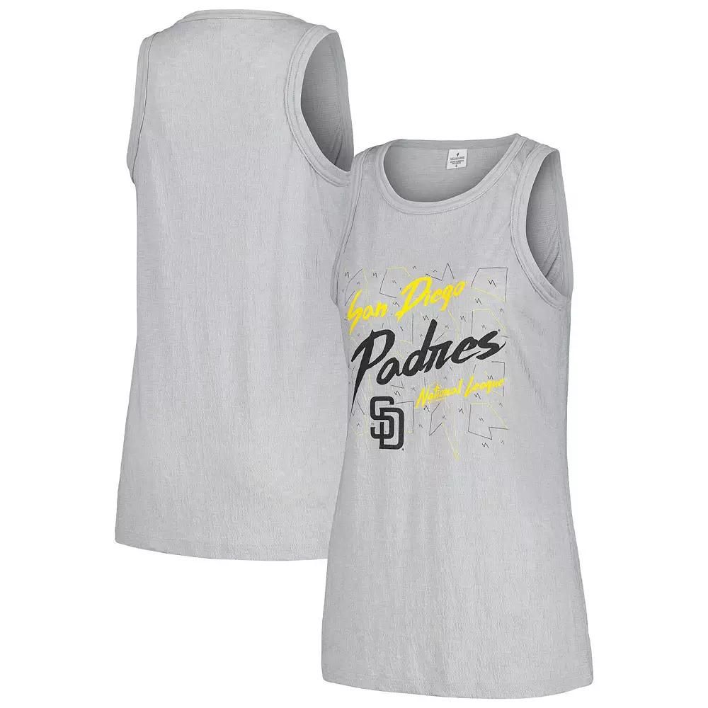 Women's Soft as a Grape Gray San Diego Padres Gauze High Neck Tank Top,  Product Image