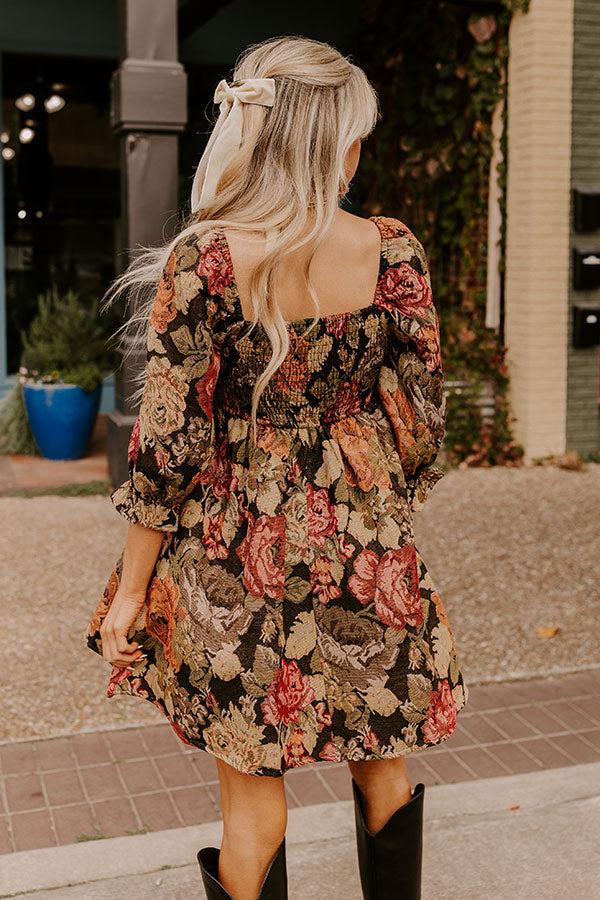 Mulled Wine Floral Knit Mini Dress Product Image