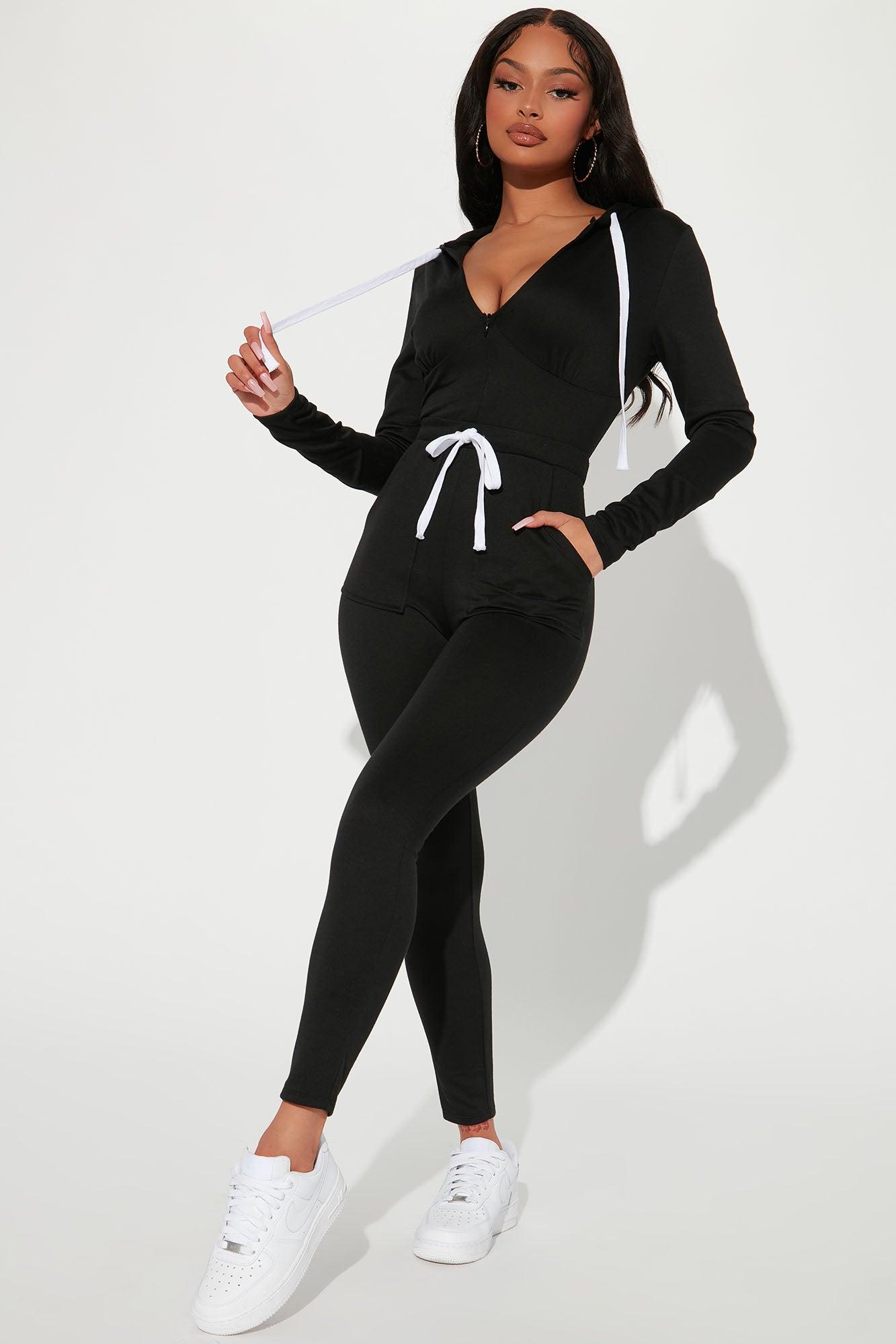 Chill Day Long Sleeve Jumpsuit - Black Product Image