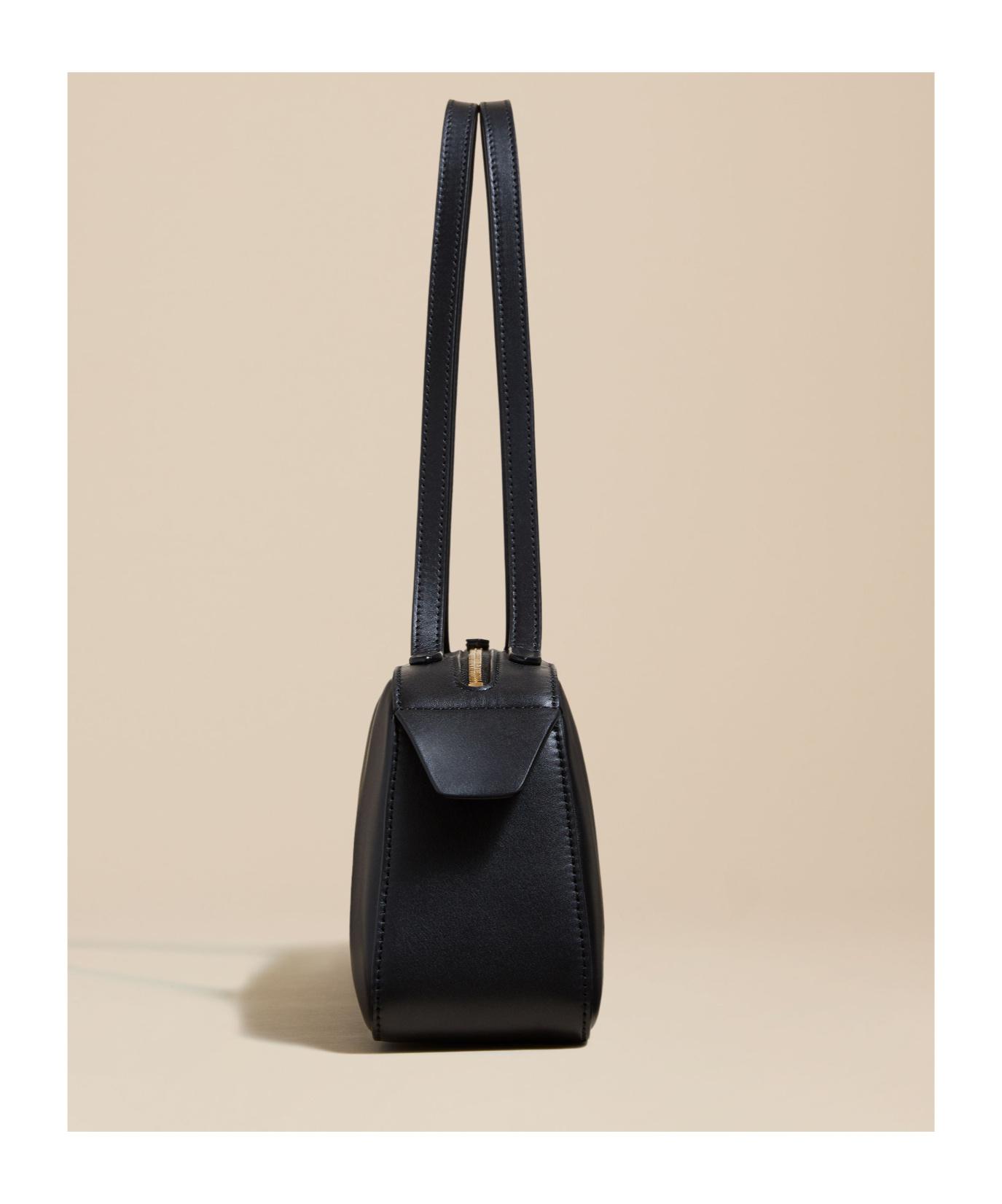 KHAITE Simona Crackle Patent Leather Shoulder Bag In Black Product Image