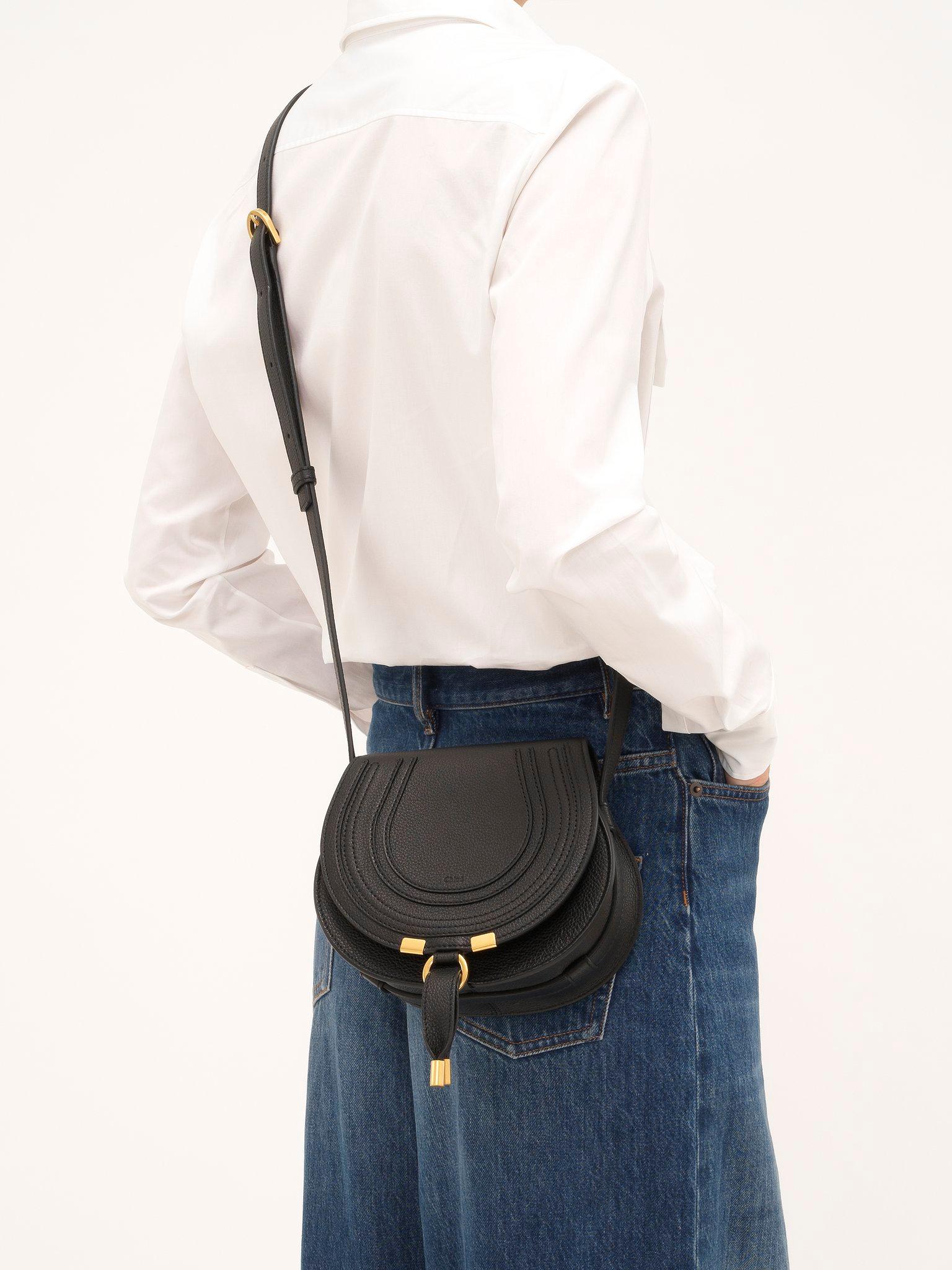 Small Marcie saddle bag in grained leather Product Image