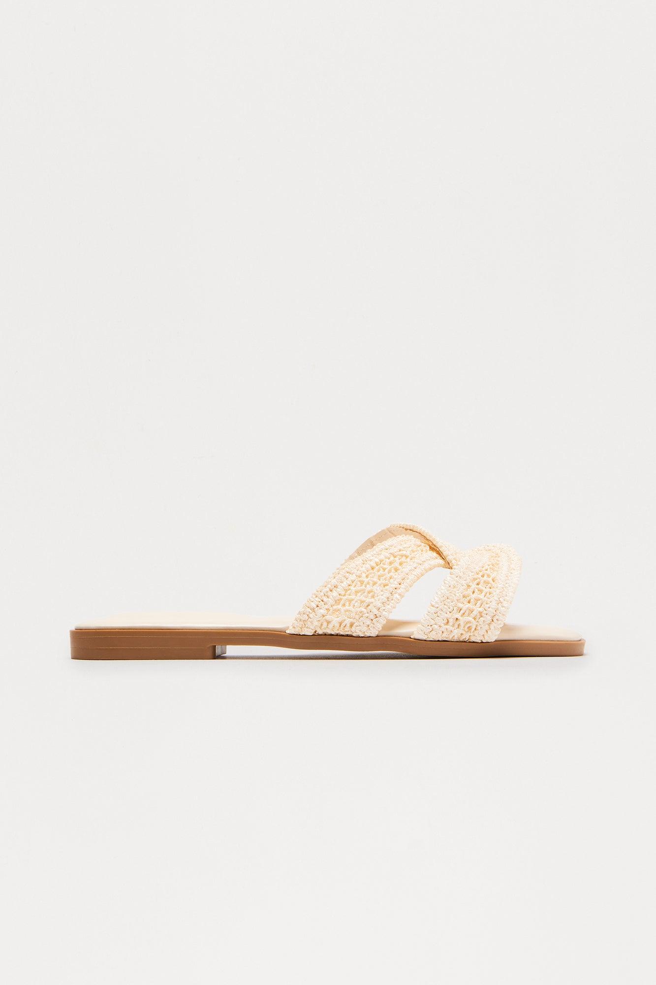 Pebblestone Raffia Sandals - Beige Female Product Image