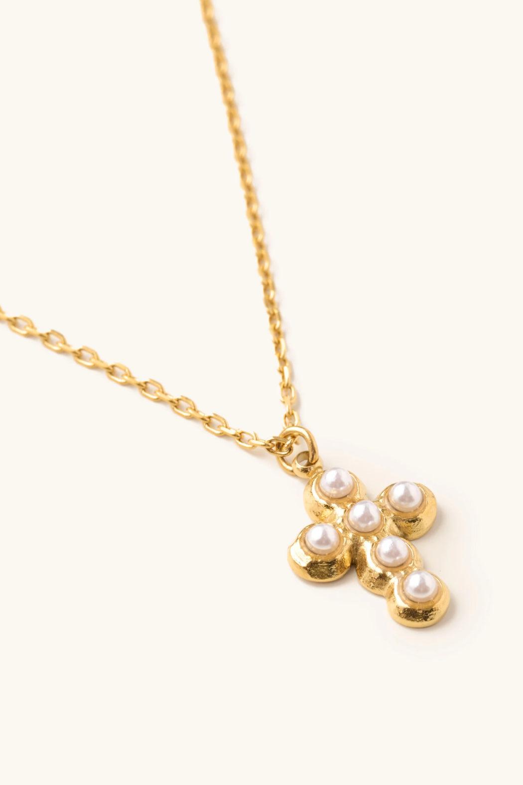 Pearl Cross Necklace Product Image