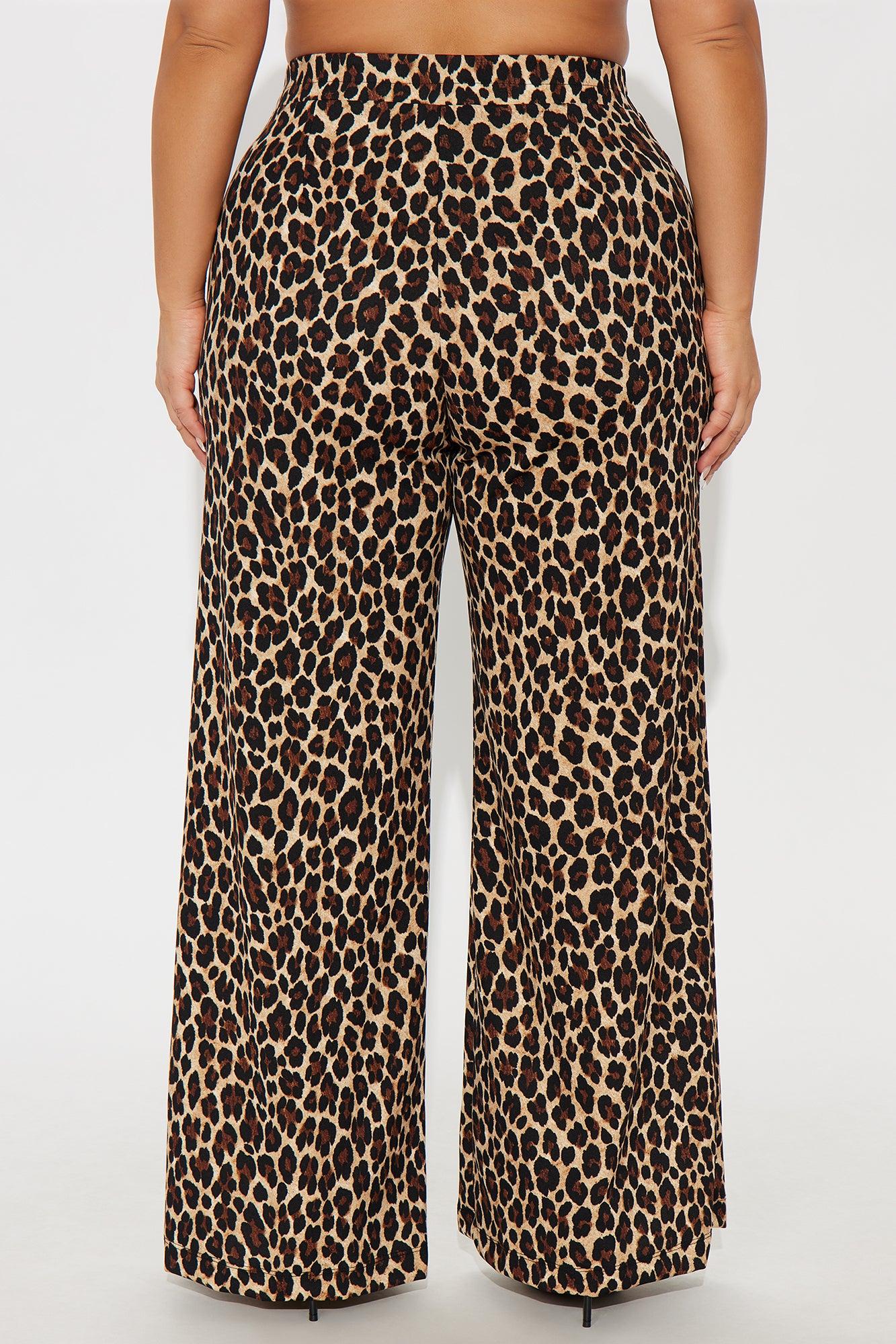 On The Hunt Wide Leg Leopard Trouser Pant - Leopard Female Product Image