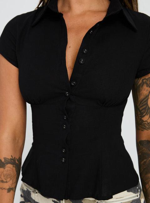 Cottesloe Blouse Top Textured Black Product Image