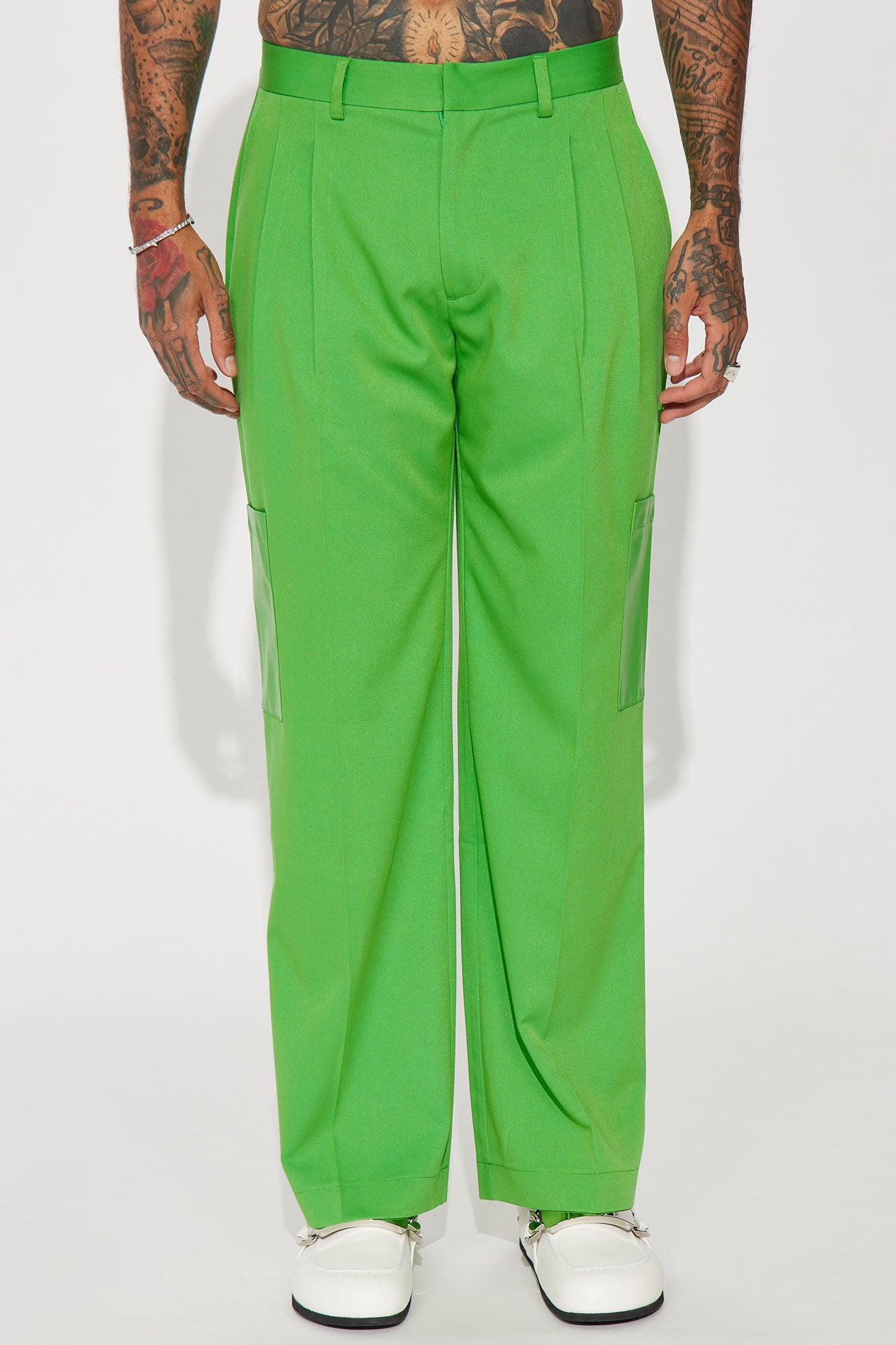 Rodeo PU Pocket Gabardine Slim Trousers - Green Product Image