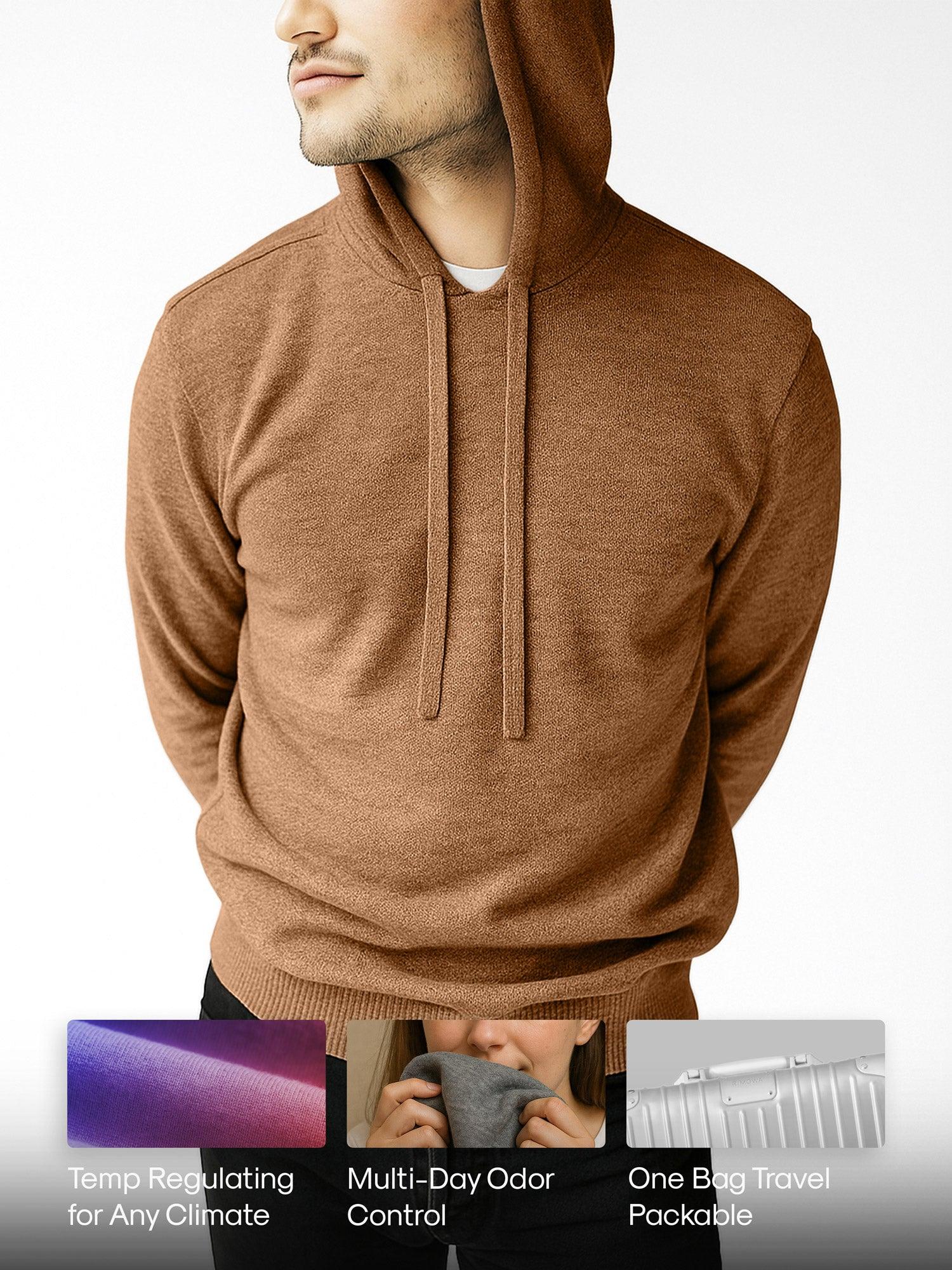 Men's Travel Merino Hoodie - Camel Product Image