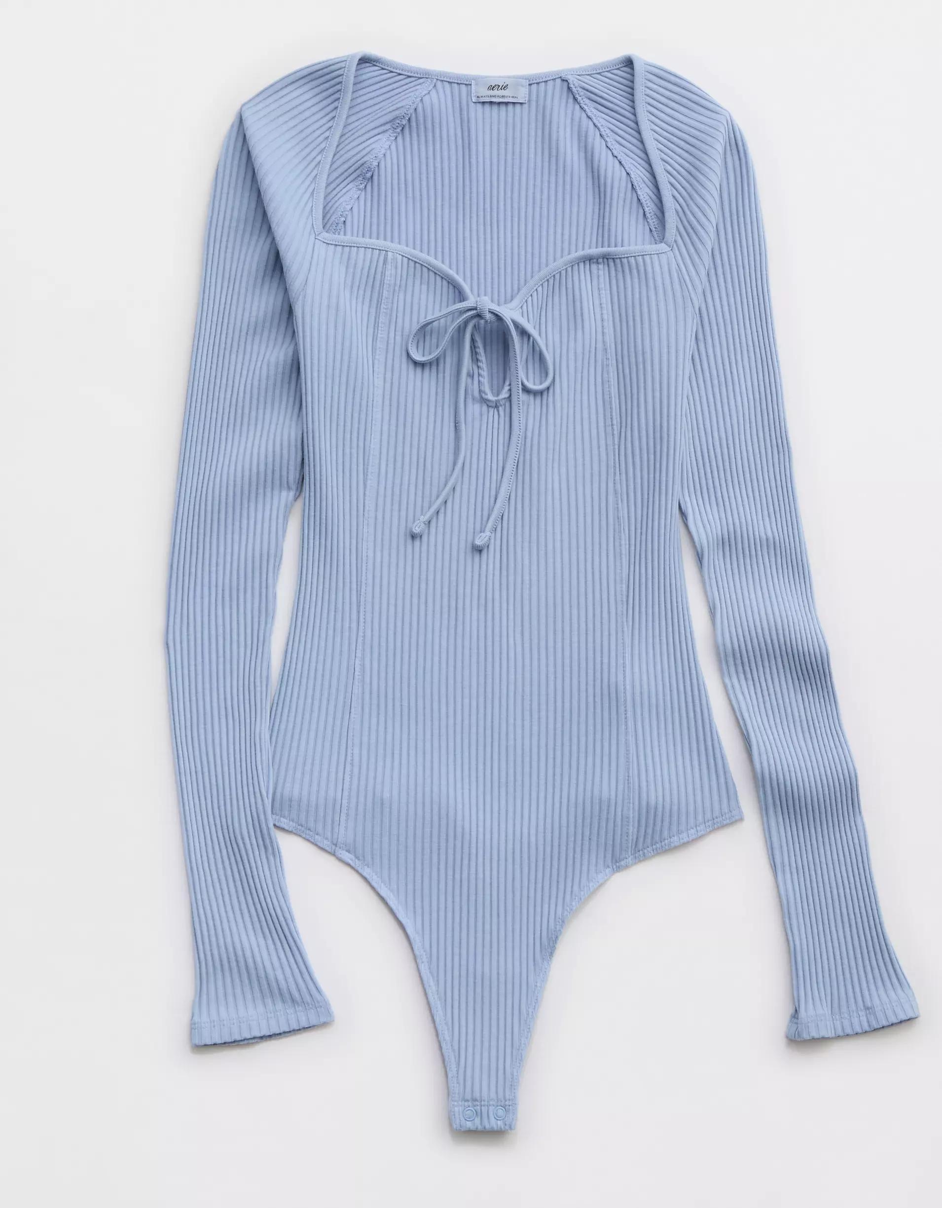 Aerie Long Sleeve Tie Front Bodysuit Product Image