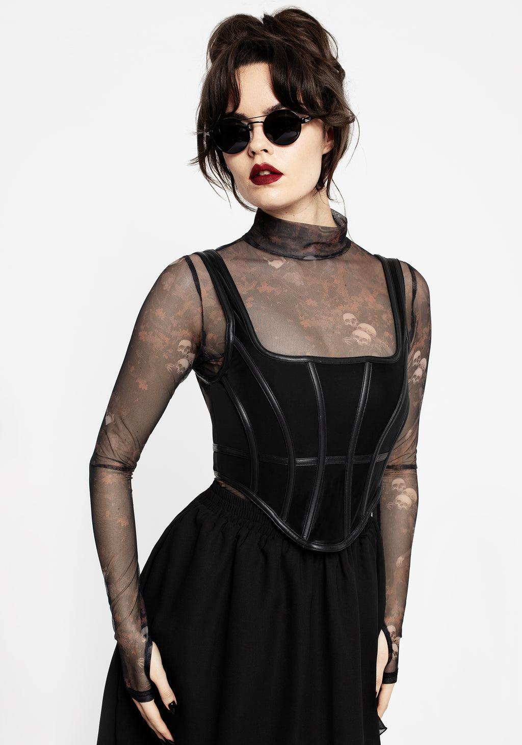 Ashen Faux Leather Zip Corset Top Product Image