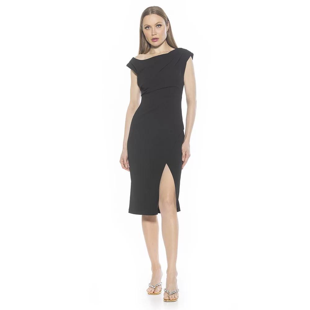 Women's ALEXIA ADMOR Lavender One Shoulder Draped Surplice Dress,  Product Image