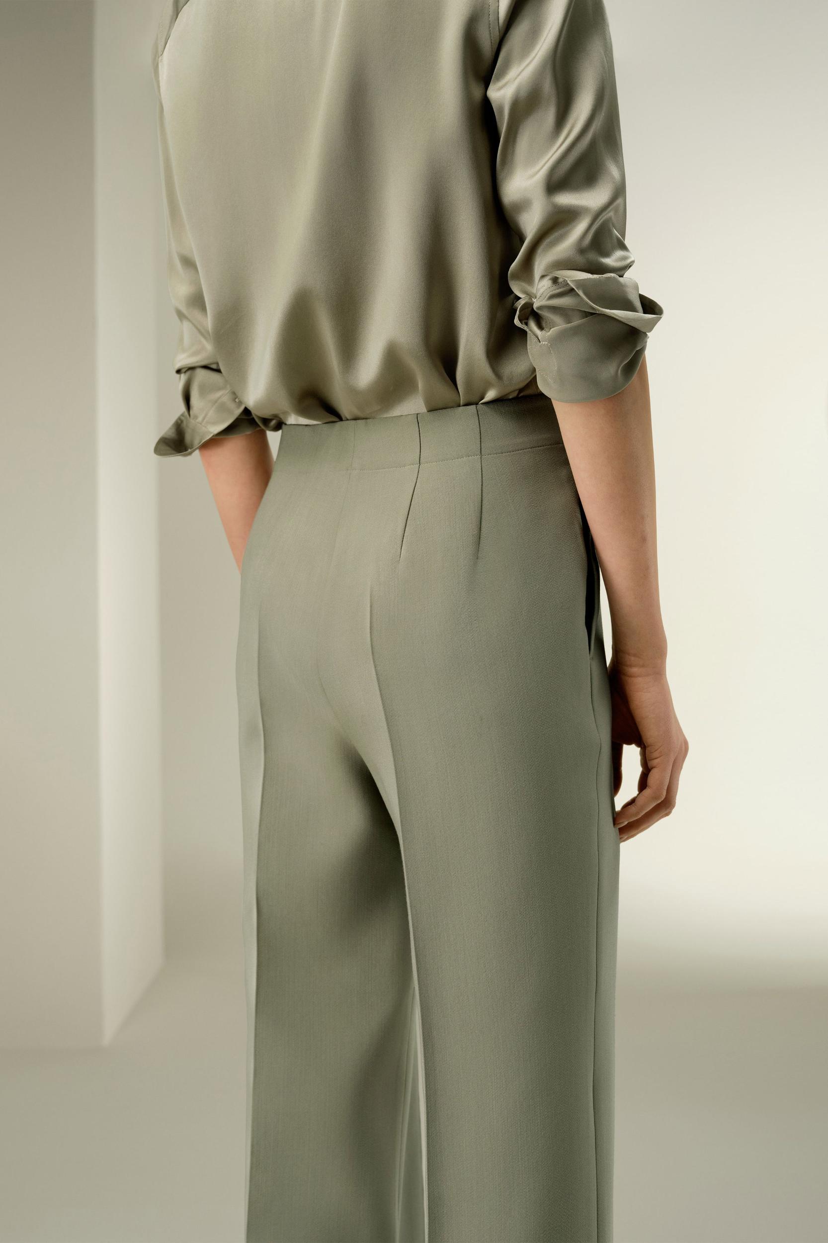 Silk-Wool Twill Flare Pants Product Image
