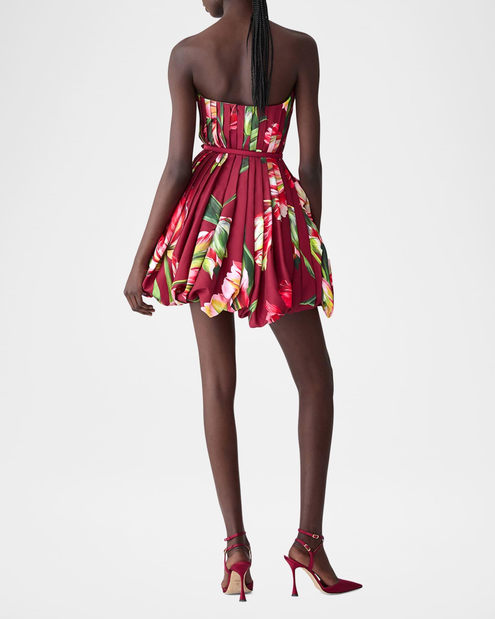 Floral Pleated Draped Mini Dress Product Image