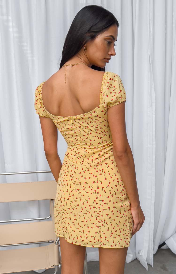 Love & Lust Yellow Floral Cap Sleeve Mini Dress Product Image