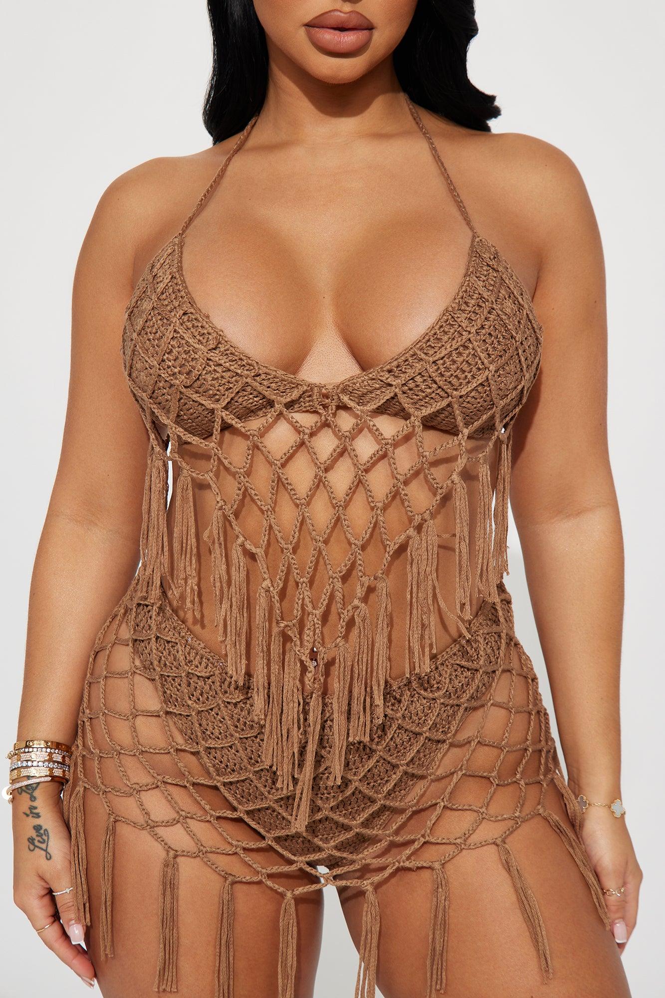 Palm Springs Crochet 2 Piece Sunsuit Set - Chocolate Product Image