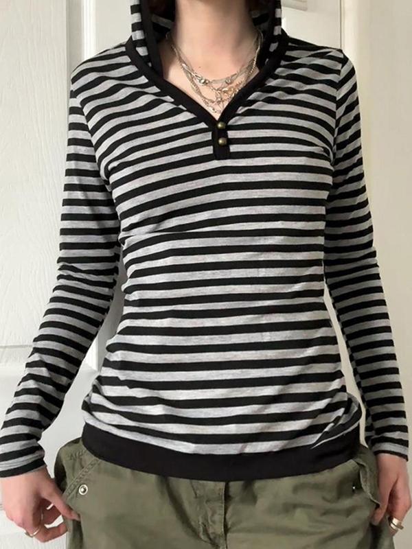 Casual Simple Contrast Stripes Long Sleeve Product Image