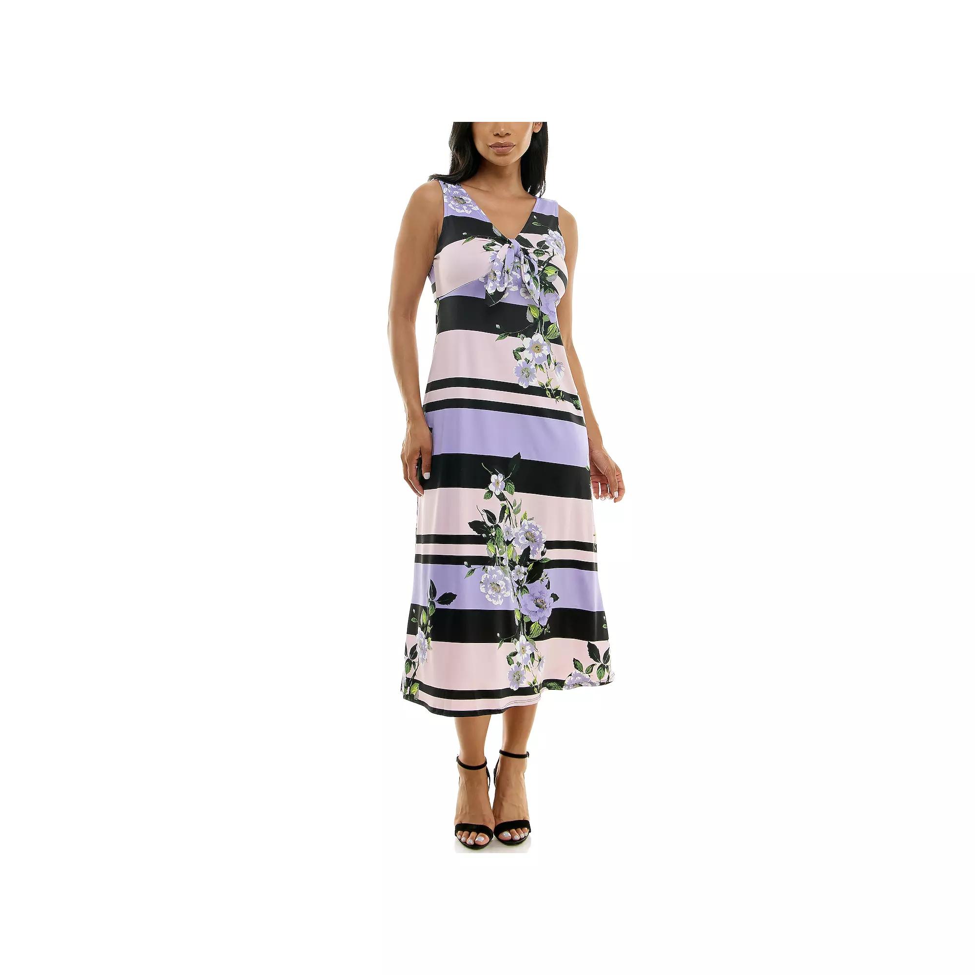 Women's Nina Leonard Tie Front Maxi Dress,  Product Image