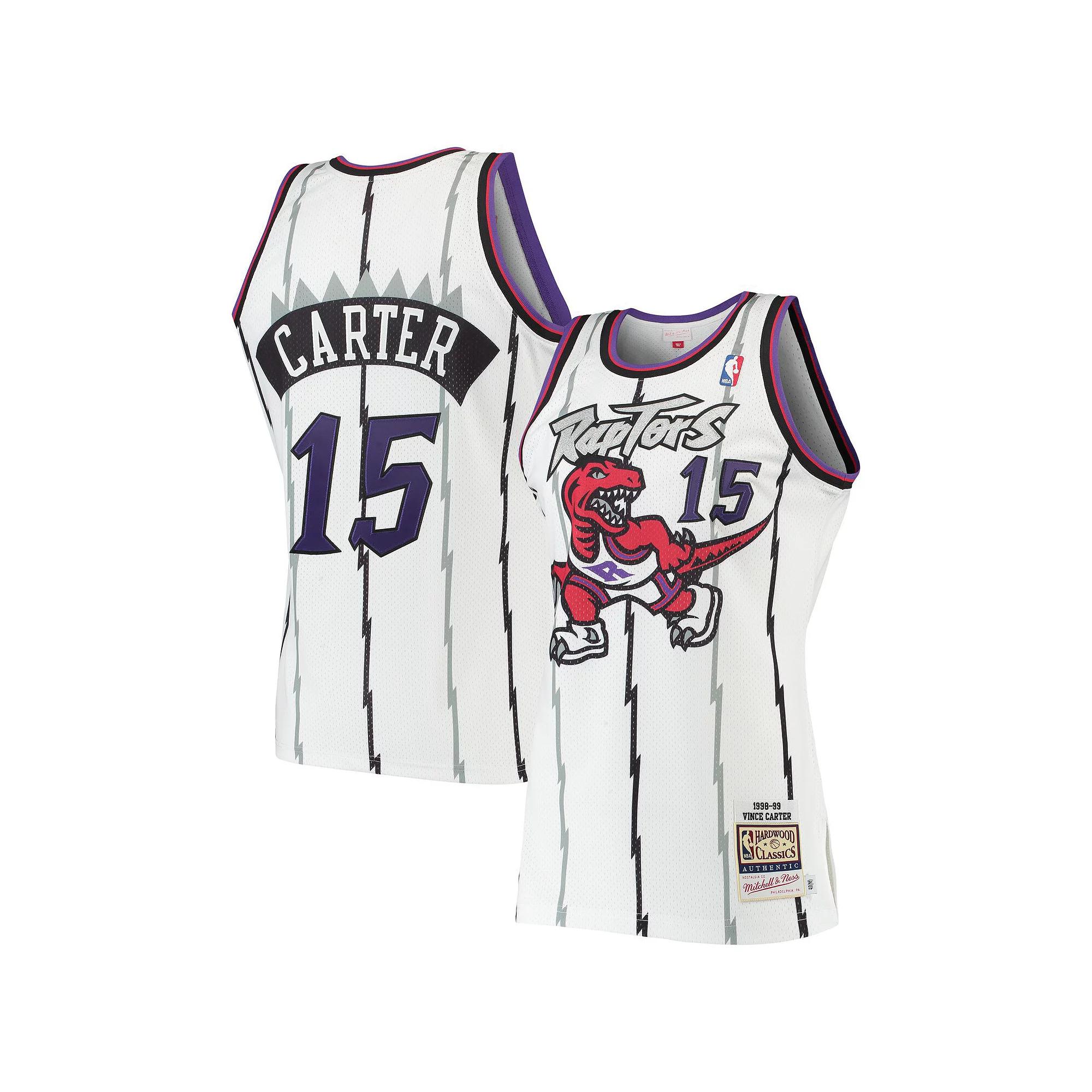 Men's Mitchell & Ness Vince Carter White Toronto Raptors Hardwood Classics 1998-99 Authentic Jersey, Size: 4XL, Rpt White Product Image