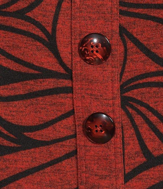 Ali Miles Petite Size Brushed Knit Stripe Round Neck 3/4 Cuff Sleeve Tunic Product Image