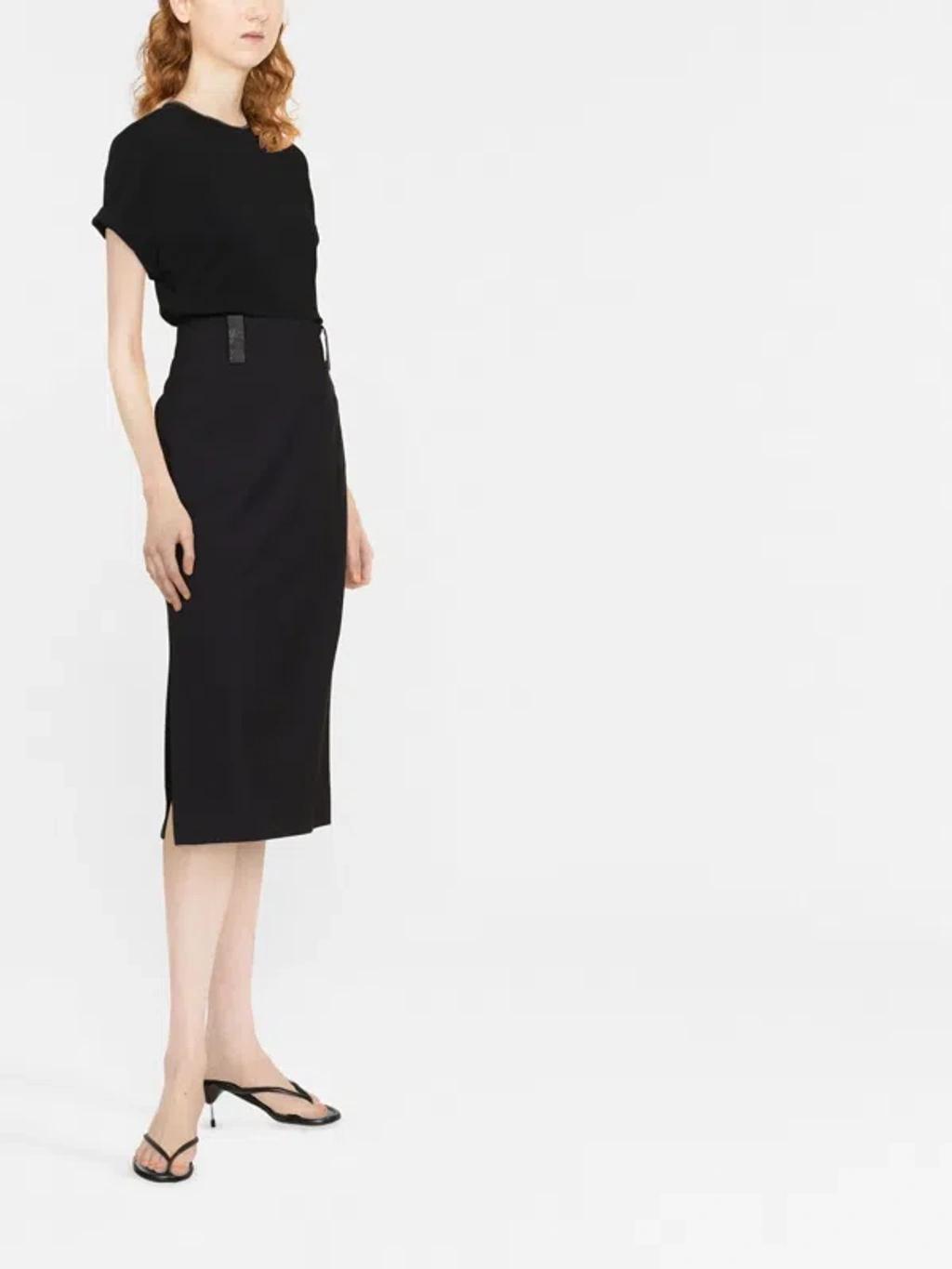 BRUNELLO CUCINELLI Women Stretch Cotton Jersey T-shirt With Precious Faux-layering In Black Product Image