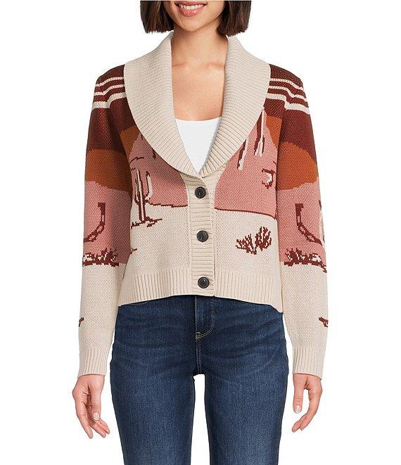 Pendleton Western Scenic Graphic Shawl Neckline Long Sleeve Cardigan Product Image