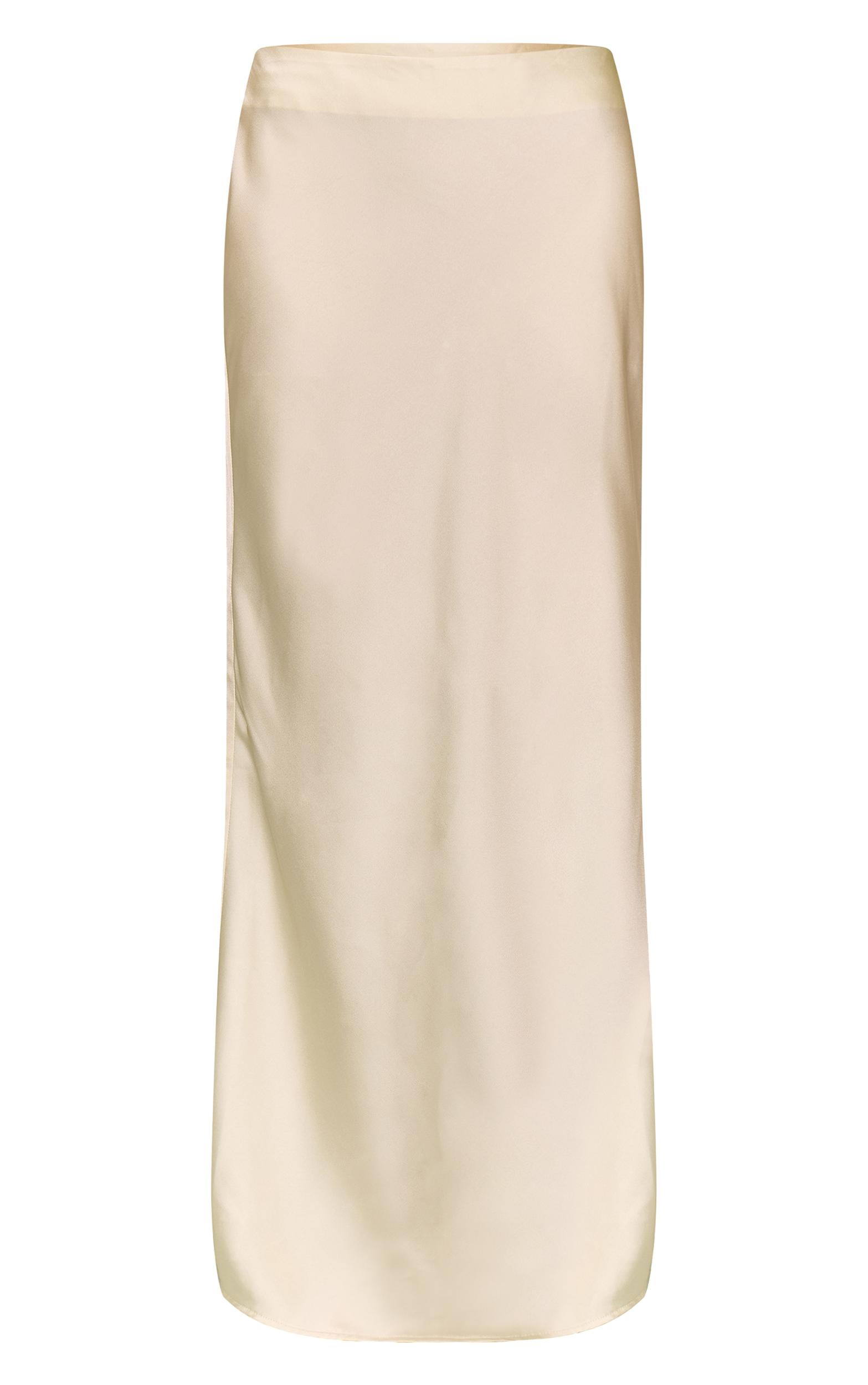 Mint Green Satin Mid Rise Maxi Skirt Product Image
