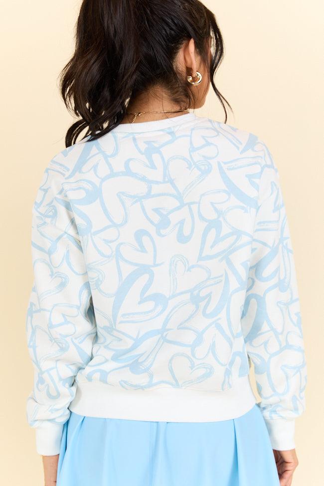 Heart Like Mine Blue and Ivory Abstract Heart Sweatshirt FINAL SALE Product Image