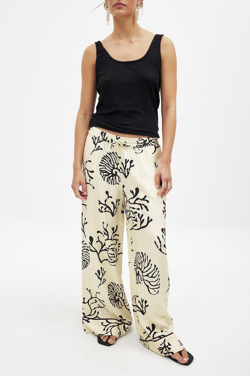 Viscose Wide Mid Waist Trousers Product Image