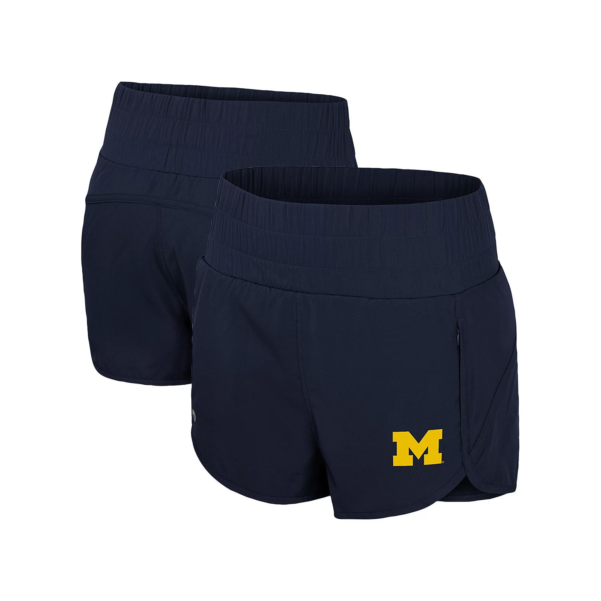 Women's Colosseum Navy Michigan Wolverines Stop By Smocked High Waist Shorts, Size: Small, Blue Product Image