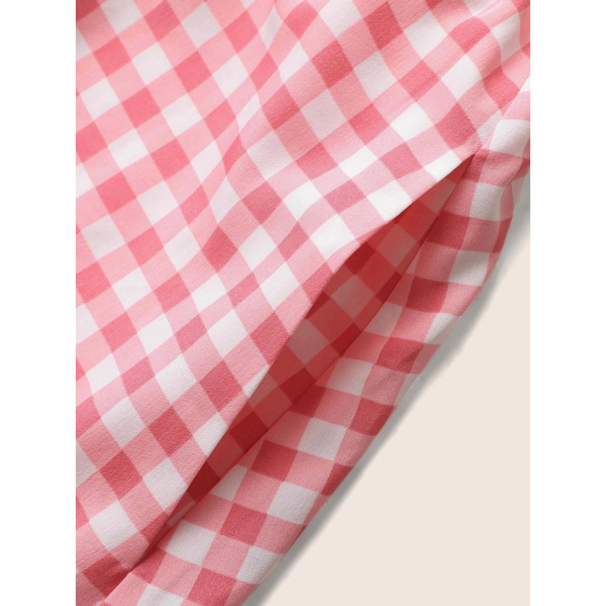 Plus Size Gingham Elastic Waist Sleeveless Maxi Dress Blush Women Casual Belted Round Neck Sleeveless Curvy BloomChic 10/M Product Image