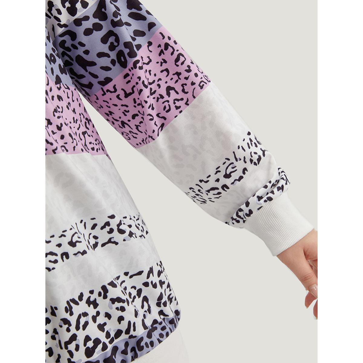 Plus Size Colour Leopard Print Crew Neck Sweatshirt Women Multicolor Casual Printed Round Neck Dailywear Sweatshirts BloomChic 26/4X Product Image