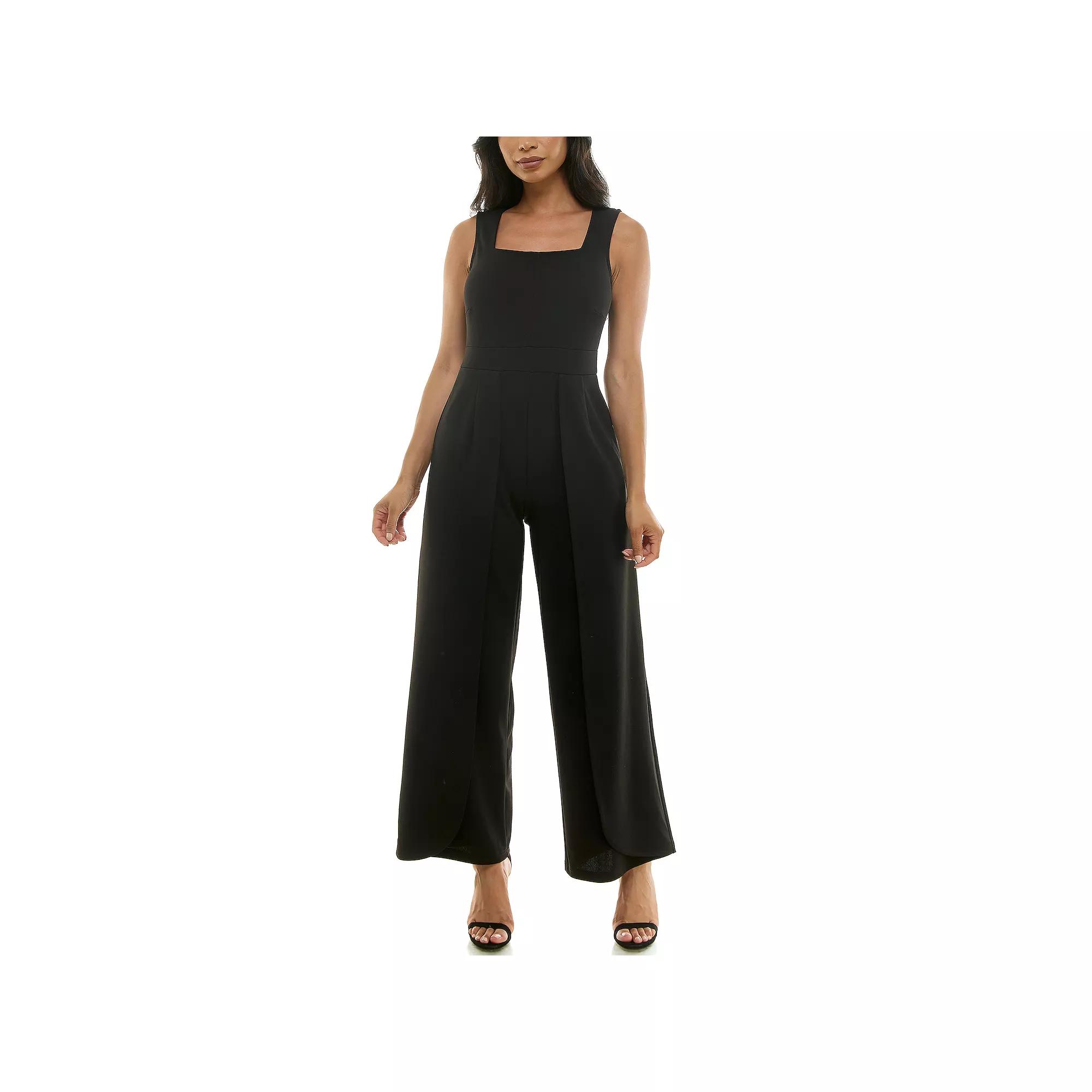 Women's Nina Leonard Squareneck Wide-Leg Jumpsuit,  Product Image