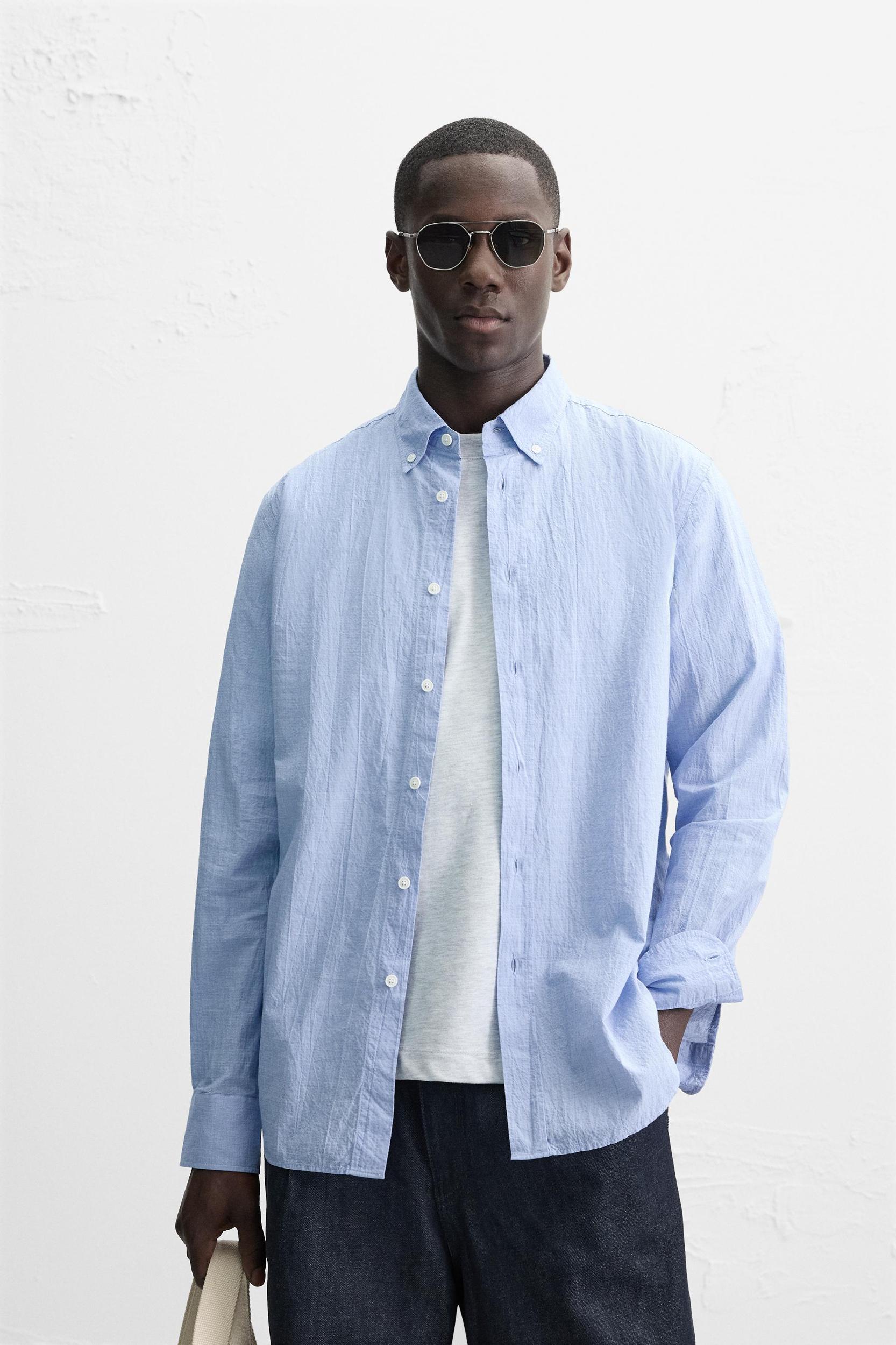 WRINKLED EFFECT REGULAR FIT SHIRT Product Image