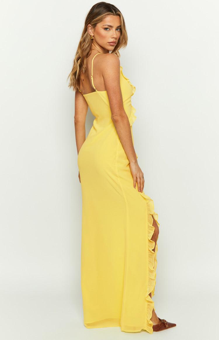 Nahanee Yellow Ruffle Maxi Dress Product Image
